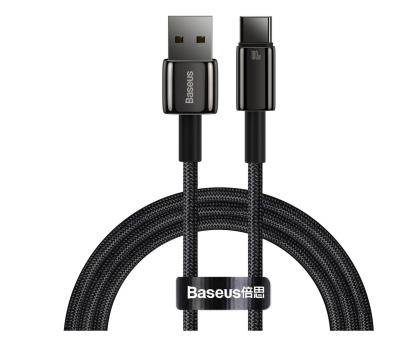 Kabel Baseus Tungsten Gold kabel USB-A - USB-C 480Mb/s 100W 1m czarny